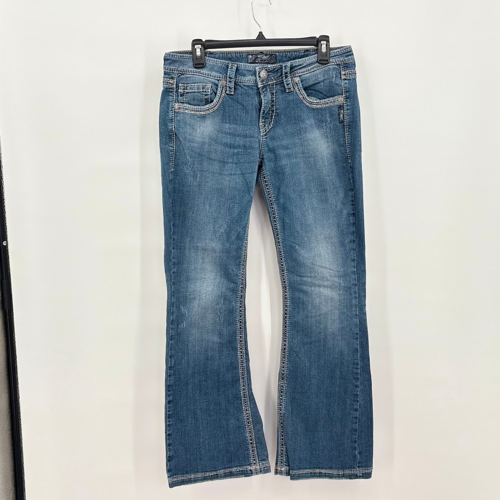 Silver Jeans Co Lola Bootcut Womens 30x31 Medium Wash Embroidered Y2K Low Rise
